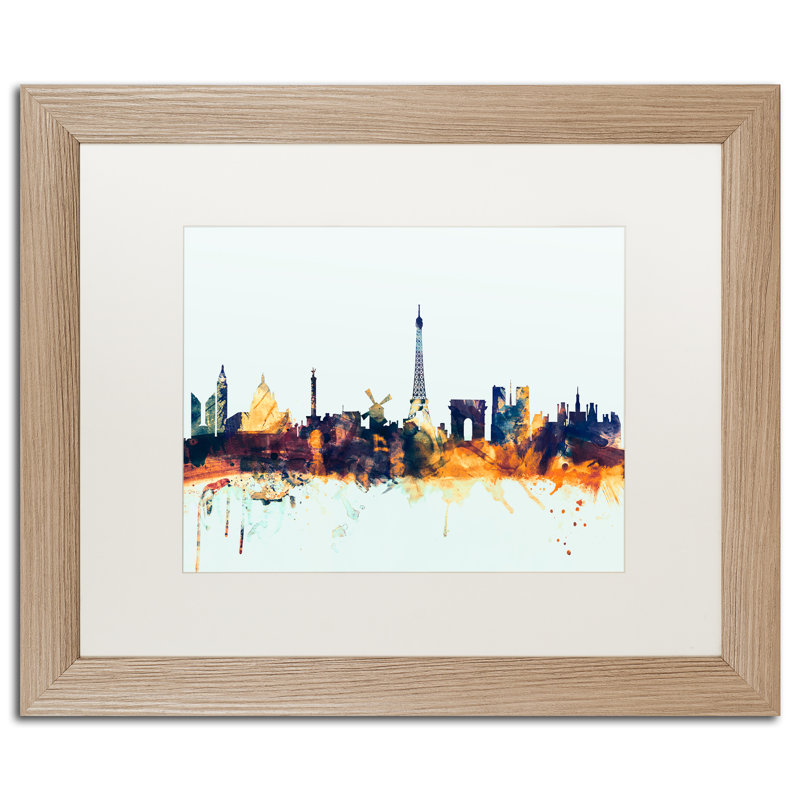 « paris france horizon blue », impression encadrée, H 16 po x l 20 po x P 0,5 po, Cadre noir
