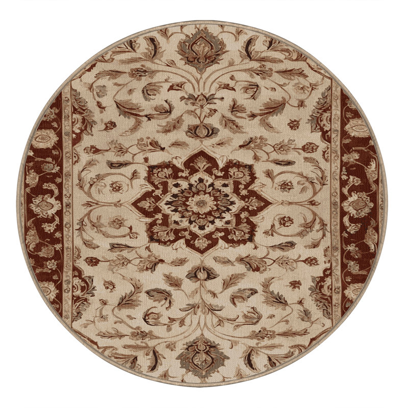 Tapis brun lavable à la machine, Rond 3 pi