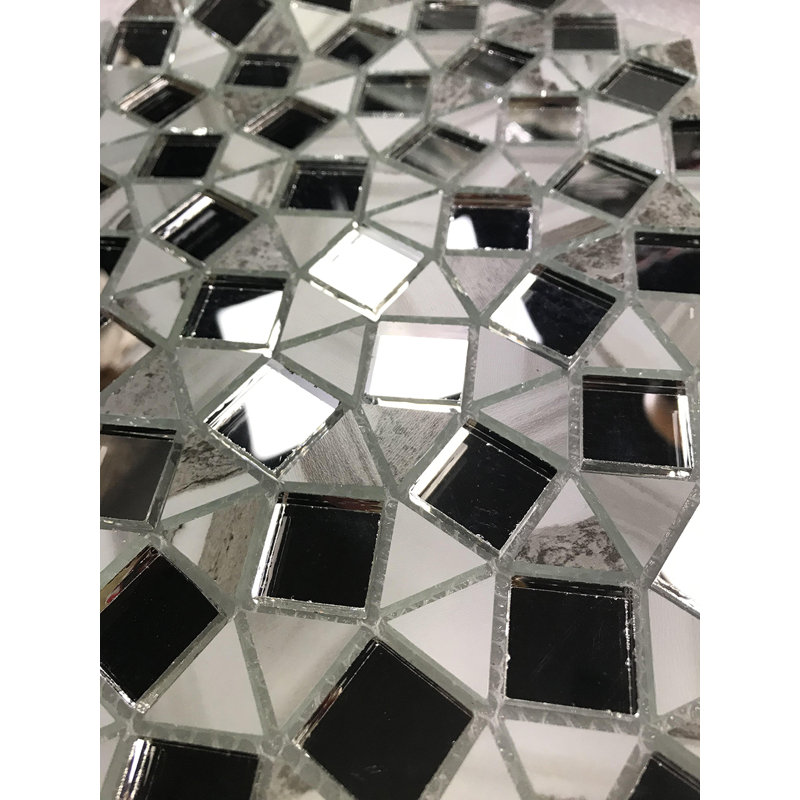 Carreau de mosaïque mural Art Déco 3 po x 3 po, Blanc Coretccia urbain / gris