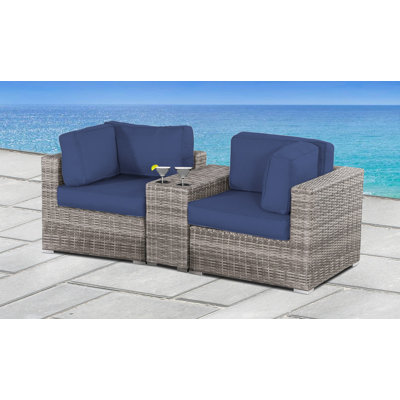 Tonioni 79'' Wide Premium All-Weather Wicker Loveseat with Cushions