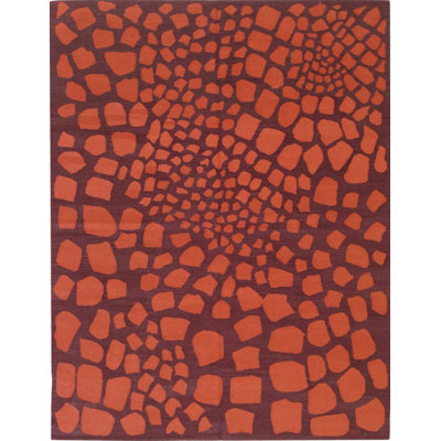 6x8 Coral Flat Weave Wool Fading Pebbles Geometric Modern Contemporary Carpet Rug