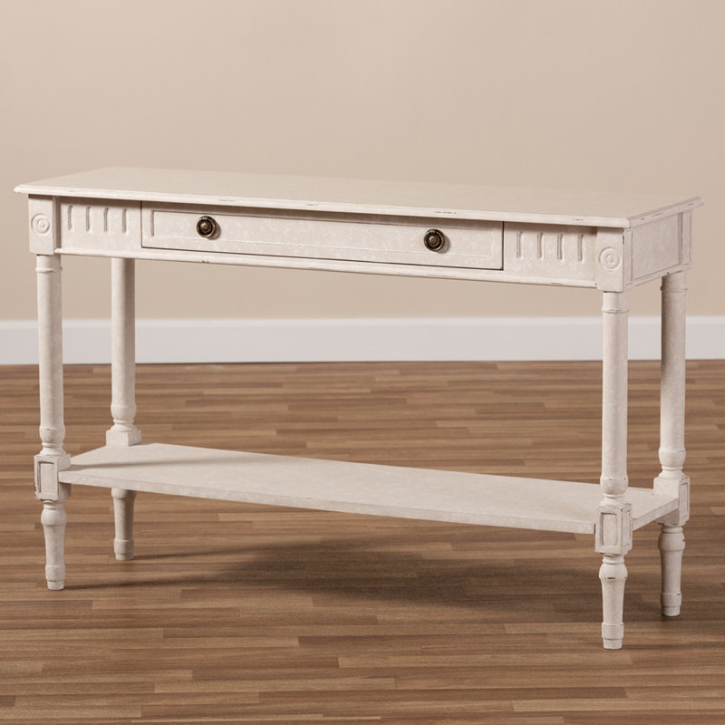Console Dashayla, 1 tiroir, 1 tablette, blanchi H 29,10 po x l 47,24 po x P 13,78 po