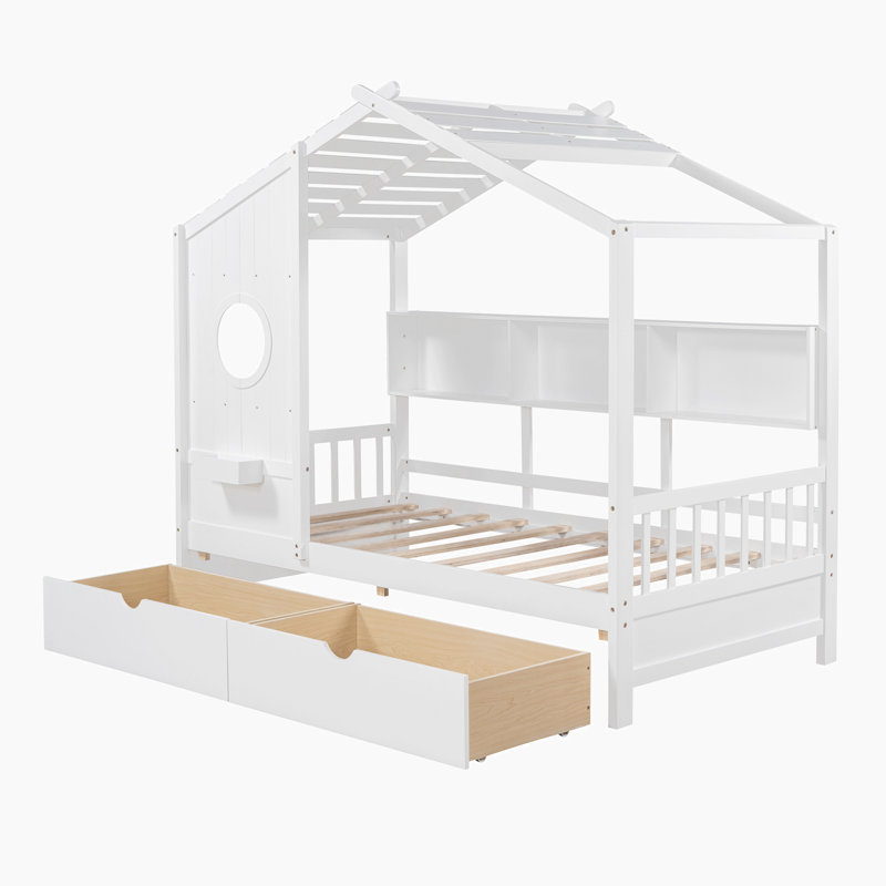 Lit avec rangement Anacarina, Simple, Blanc