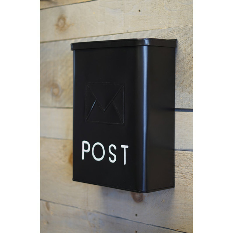 Serena Black Steel Wall Mounted Mailbox with Antique Finish