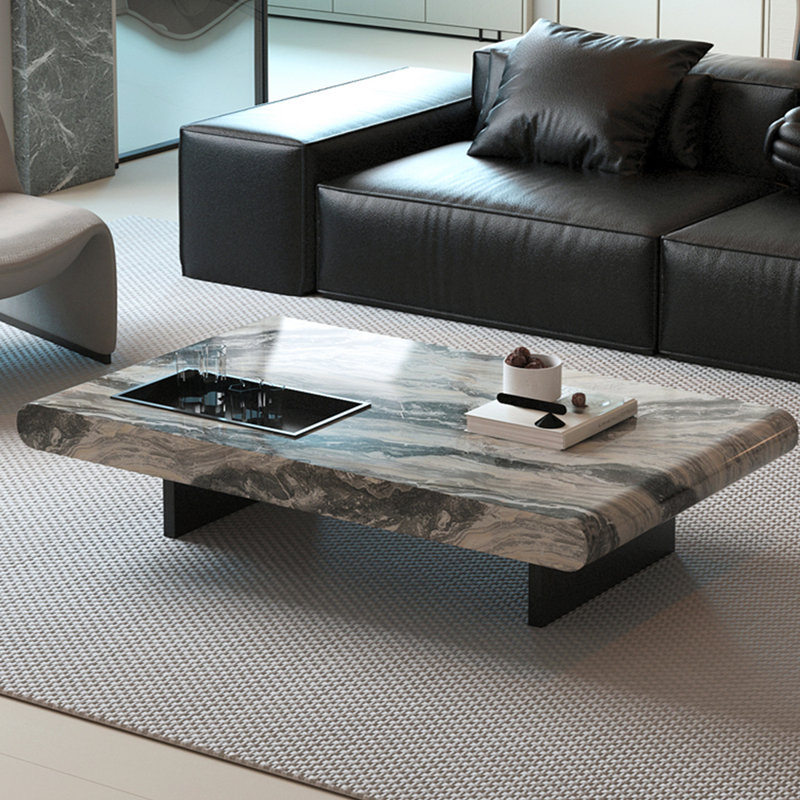 Table basse moderne simple en marbre, H 13,77 po x L 59,05 po x l 31,49 po