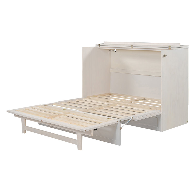 Murphy Bed With Charging Station And Drawer, Full, White
