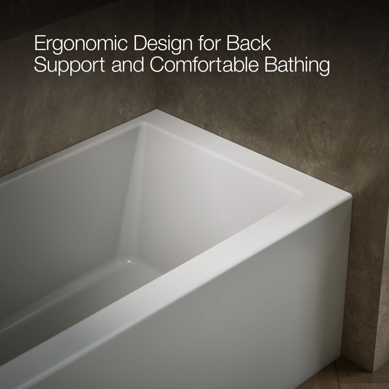 Underscore® 60" x 30" Rectangular Alcove Soaking Bathtub with Slotted Overflow and Integral Apron, Ice Grey, Left