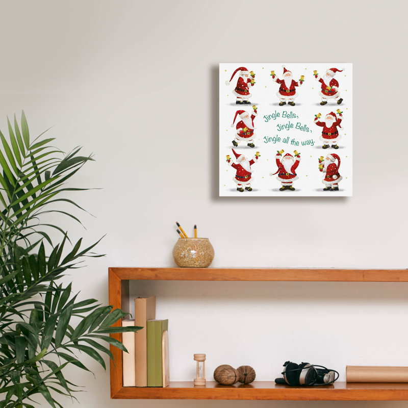  «Jingle Bells Santa» par Elle Media Group, art mural sur toile, 12 po x 12 po, H 12 po x l 12 po