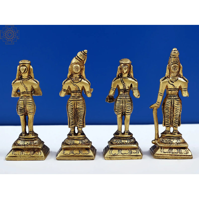 Ensemble de 3 petites statues en laiton Nalvar - Figurines de Saint Quartet fabriquées à la main en Inde du Sud