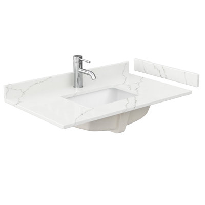 36" Single Countertop with Square Sink, Backsplash & Sidesplash