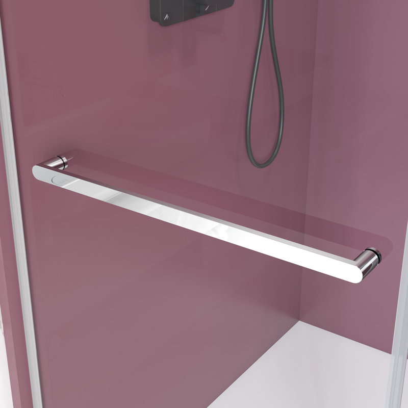 Porte de douche coulissante double sans cadre de 62 à 66 po x H 76 po avec verre transparent de 3/8 po, Chrome chrome