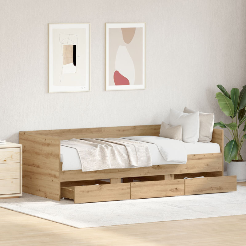 Rustic Daybed Engineered Wood Durable, Single (3'), Artisan Oak