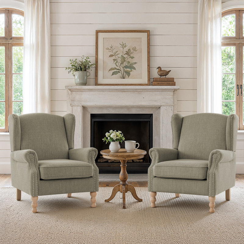 Chloris 30"W Modern Upholstered Wingback Accent Chair with Arms, Comfy Side Armchair for Living Room Bedroom Home Office(Set of 2)