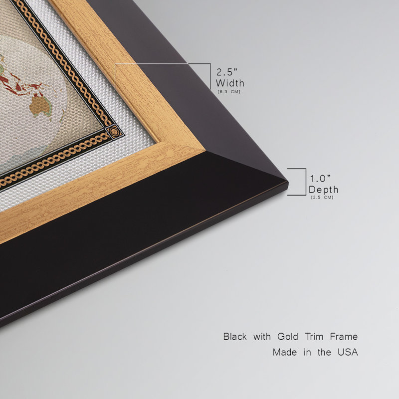«Push Pin Map», reproduction d'art sur toile, Noir / or, H 26 po x l 40 po x P 1 po