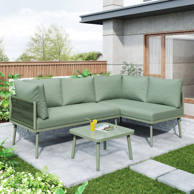 L Shape Garden Furniture Set With Cushions