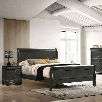 Queen Size Bed Sled Design Platform Bed Cherry Color -  Canora Grey, 7D9B1247CF4949F18E41A32CAB6F71FF