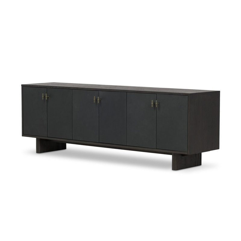 Posada Media Console-worn Black Oak