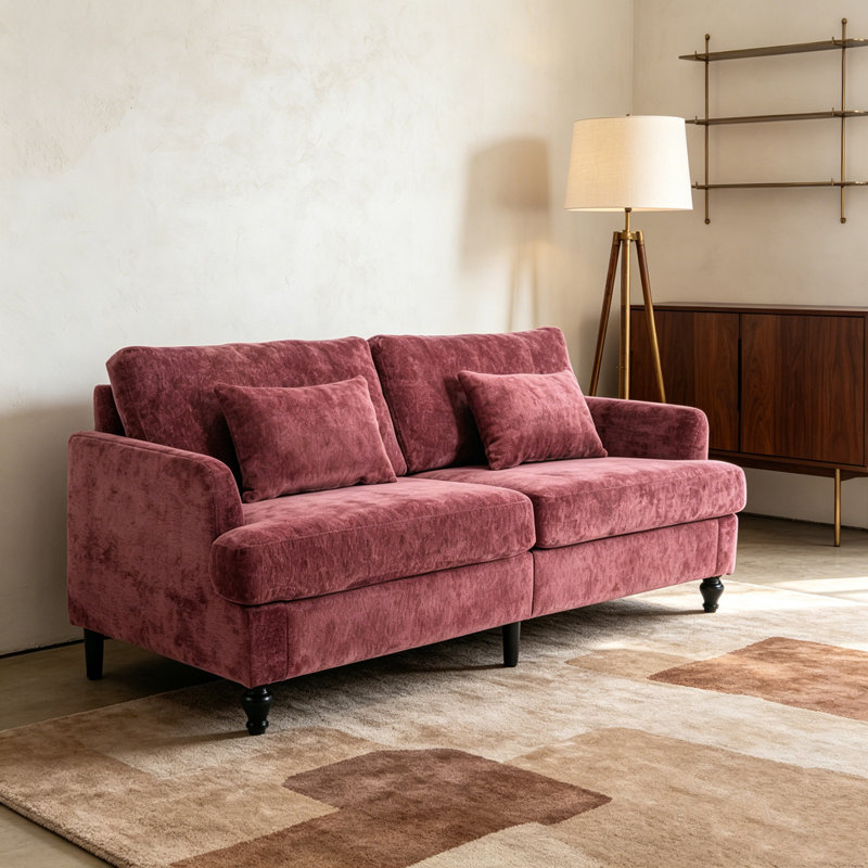 Canapé-lit en chenille moderne, WINE RED