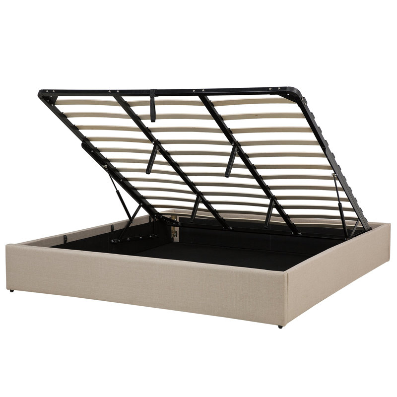 Amara Upholstered Ottoman Storage Bed, European Super King (180 x 200 cm), Beige