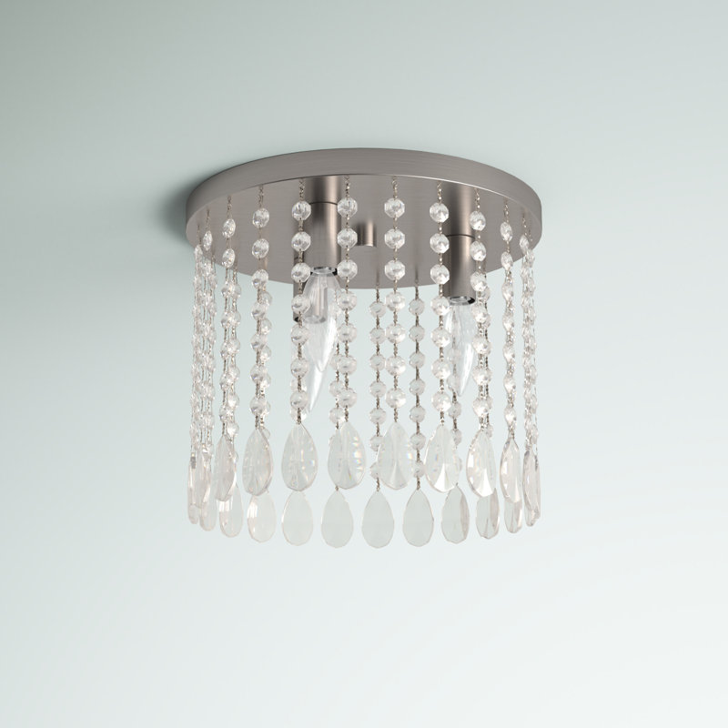 Plafonnier encastré 3 lumières 11 po, Nickel brossé