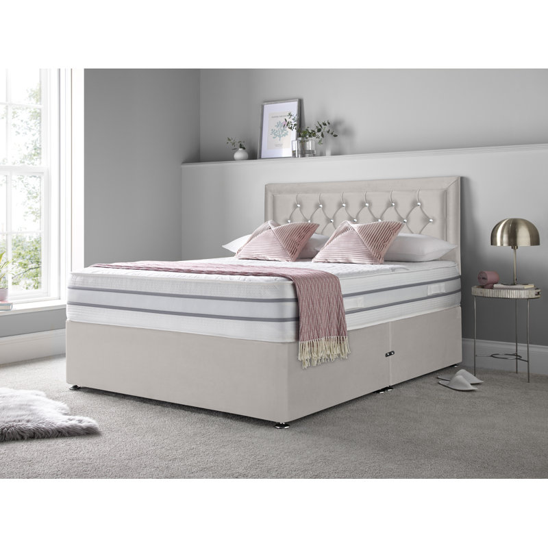 Annalise Memory Foam Divan Bed Set, Silver, Small Double (4'), Foot-end Drawers