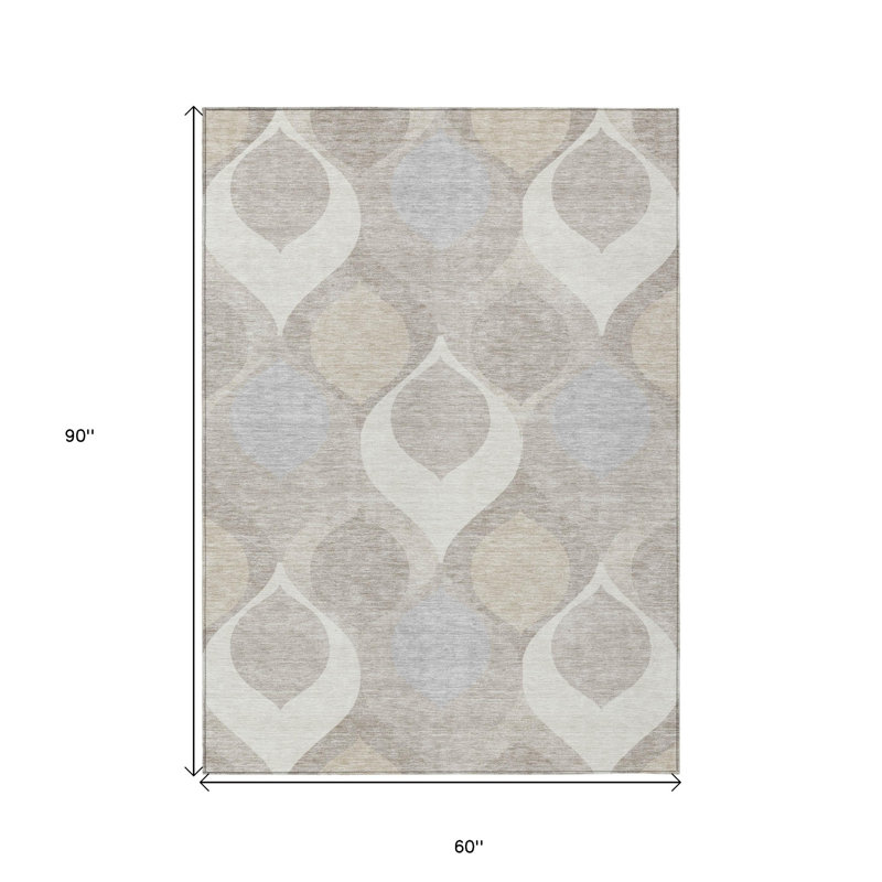 Tapis intérieur lavable beige / brun clair 5 'X 8' Ogee