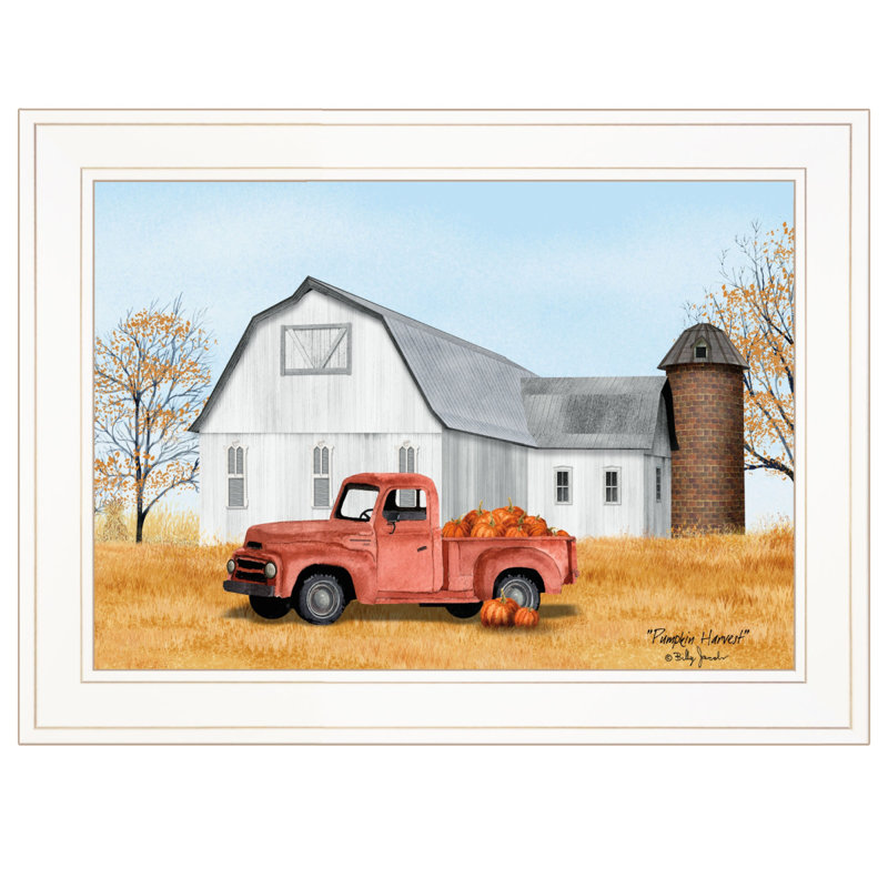 «Pumpkin Harvest» par Billy Jacobs, reproduction encadrée prête à être accrochée, Blanc