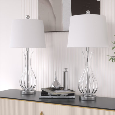 Ursuline 25.5" H Glass Table Lamp with Chrome Base 