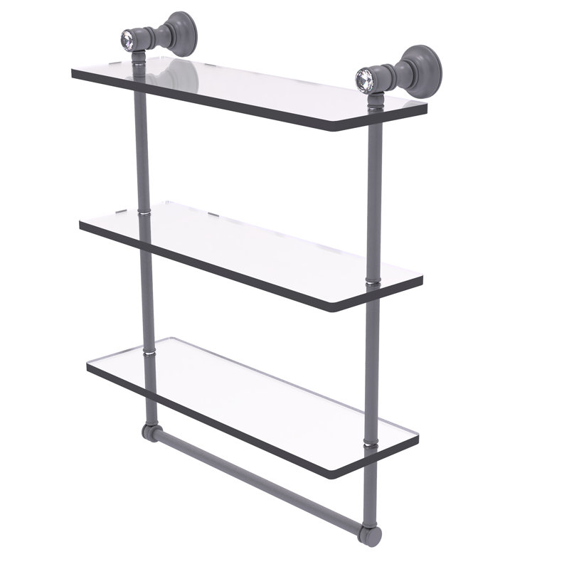 Étagère en cristal triée triple 3 pièces Freyja, H 5,54 po x l 16 po x P 19,7 po, Gris mat