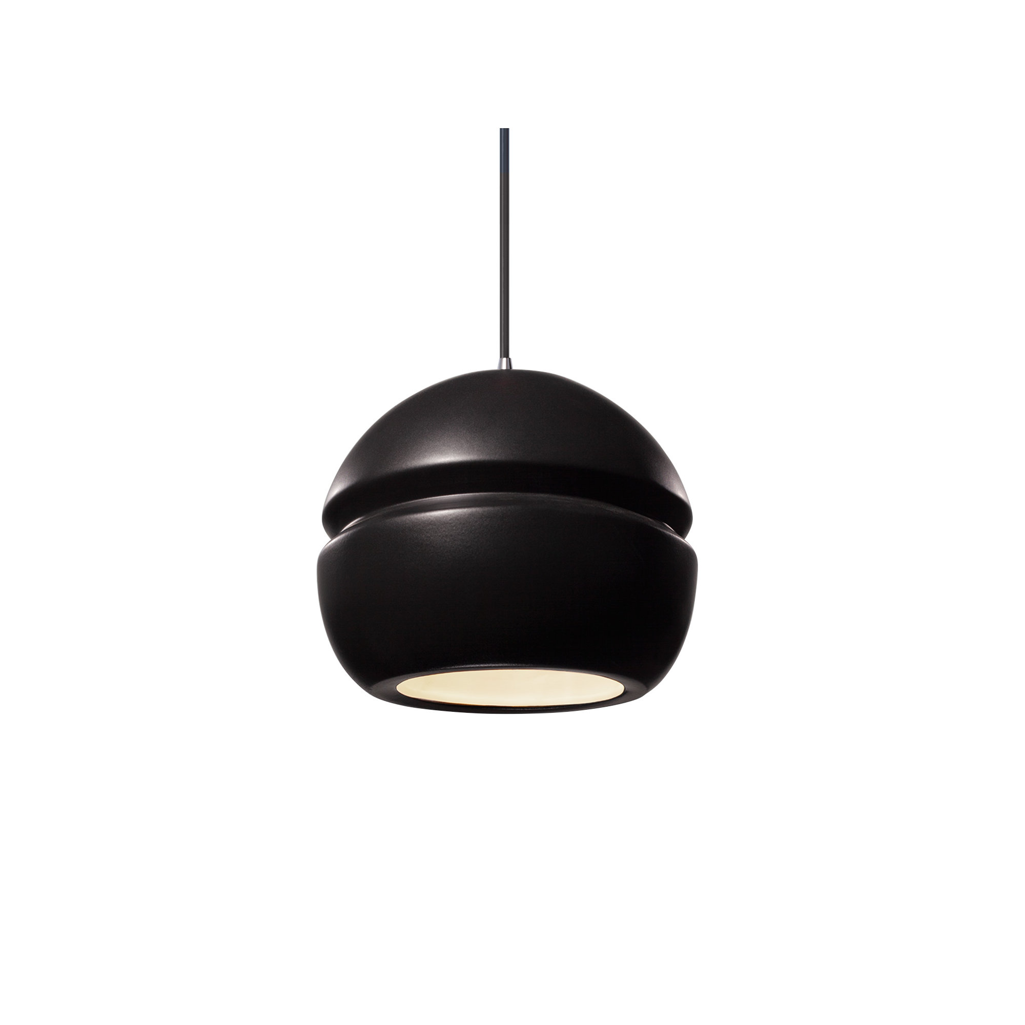 Logan 1 - Light Single Globe Pendant, Carbon Matte Black, Polished Chrome