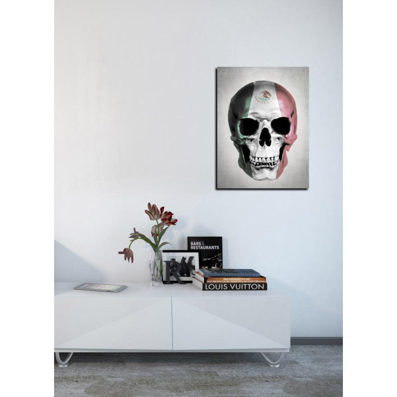 «Mexico Skull» par Nicklas Gustafsson, art mural sur toile, gris, H 16 po x l 12 po x P 0,75 po
