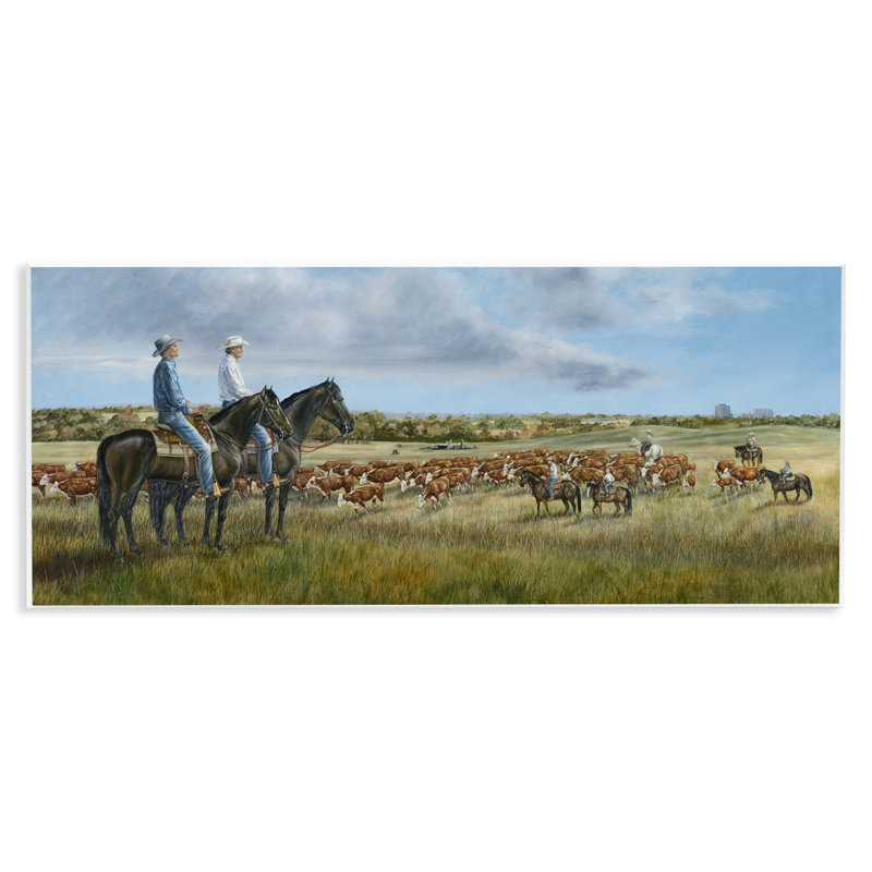 «Cowboys & Bétail dans une vaste campagne», art par Carolyn Mock