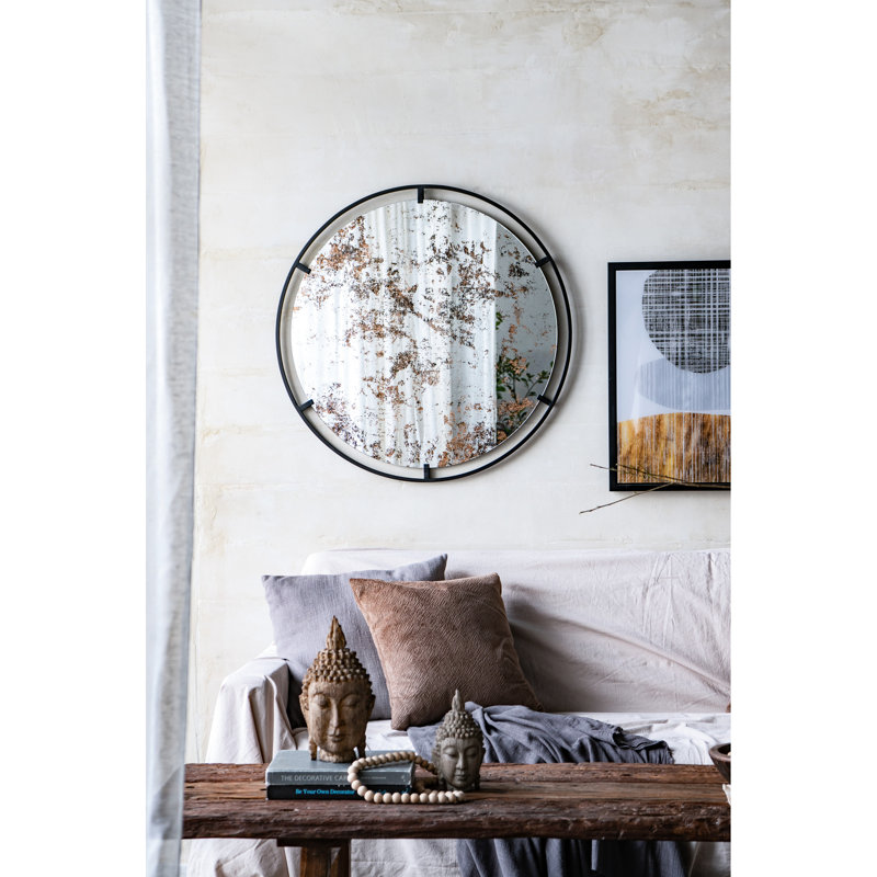 Miroir mural industriel en métal 31,5 x 0,7 x 31,5 po, noir, 15,8 lb
