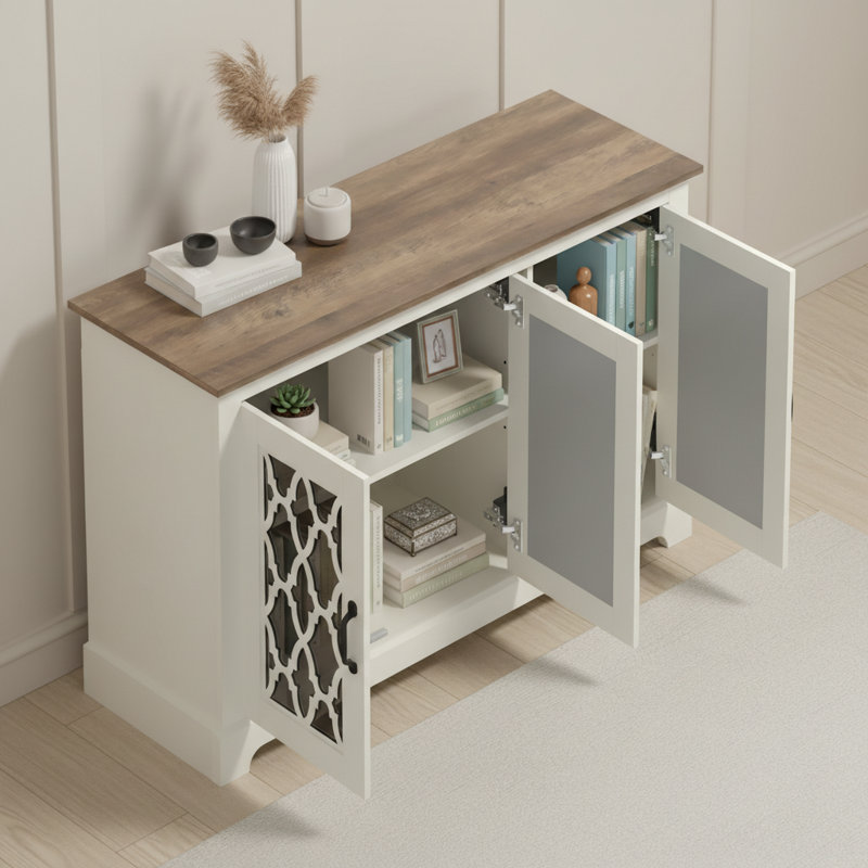 Chessani 45.7' Wide Sideboard, Ivoire / chêne noueux
