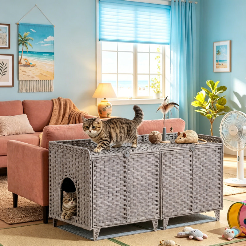 Rattan Litter Box Enclosure