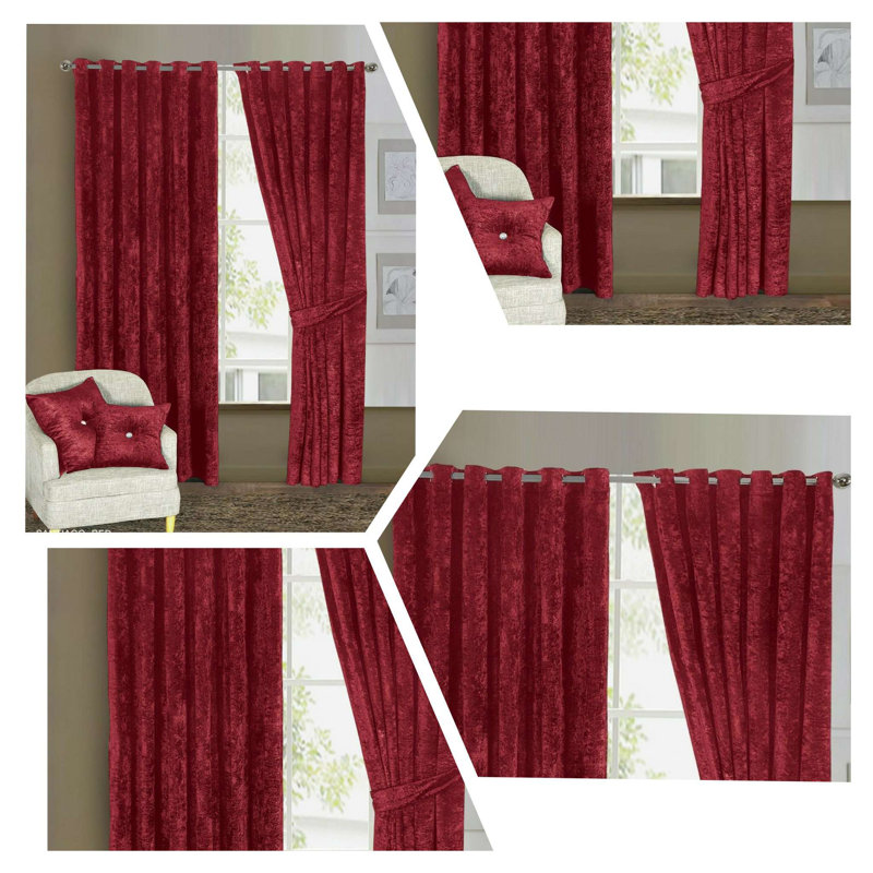 Magdeline Room Darkening Curtain Pair, 117cm W x 137cm D, Burgundy