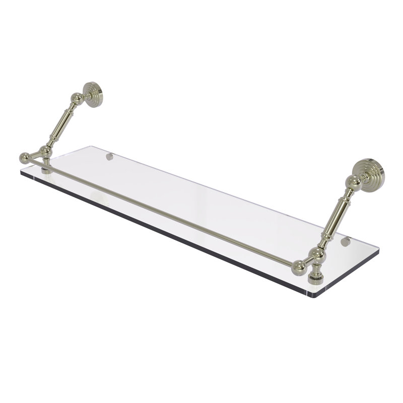 Tablette flottante avec barre de galerie hertzler, Nickel poli, H 7,3 po x l 30 po x P 8,6 po
