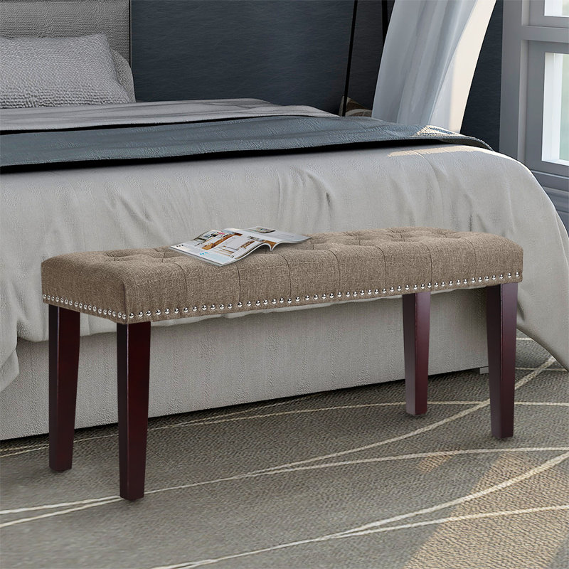 Katosha Polyester Upholstered Bench, Tan