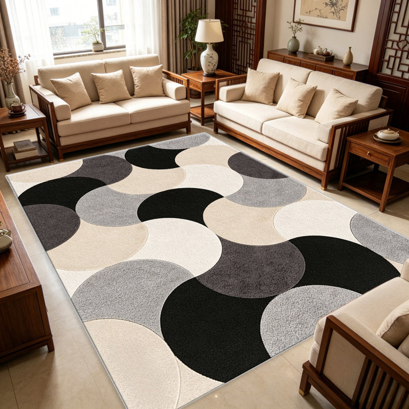 Beige Circles   area rugs for Living Room, Soft and Comfortable, Suitable for all seasons, easy to maintain, machine washable Indoor floor mat, Under Table Farmhouse suitable for Bedroom, Dining Room, Study,  Balcony, Home Decor Patio