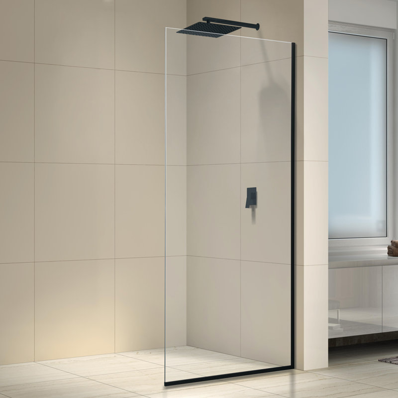 34" W X 74" H Fixed Framed Shower Screen Shower Door With 5/16" Glass