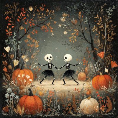 Pumpkin Patch Pirouette - Wrapped Canvas Wall Art