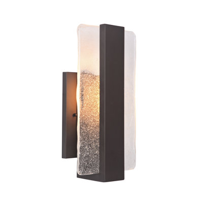 Luminaire d'extérieur en verre bullé à DEL intégré noir mat Orin