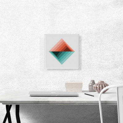 " Mid-Century Modern Orange And Teal Reverse Mountains "