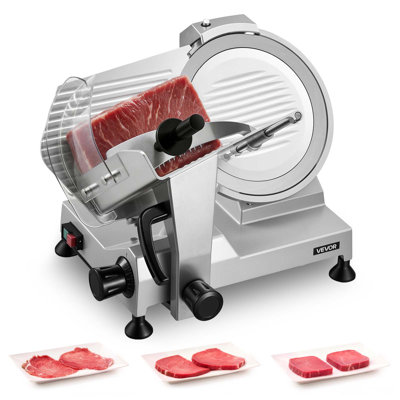 Commercial Meat Slicer, 400W Electric Cutter, Removable 12" Carbon Steel Blade and Food Tray, 0-0.59" Adjustable Thickness Food Slicer Machine, Ham, Baguett, Steak, ETL Approved