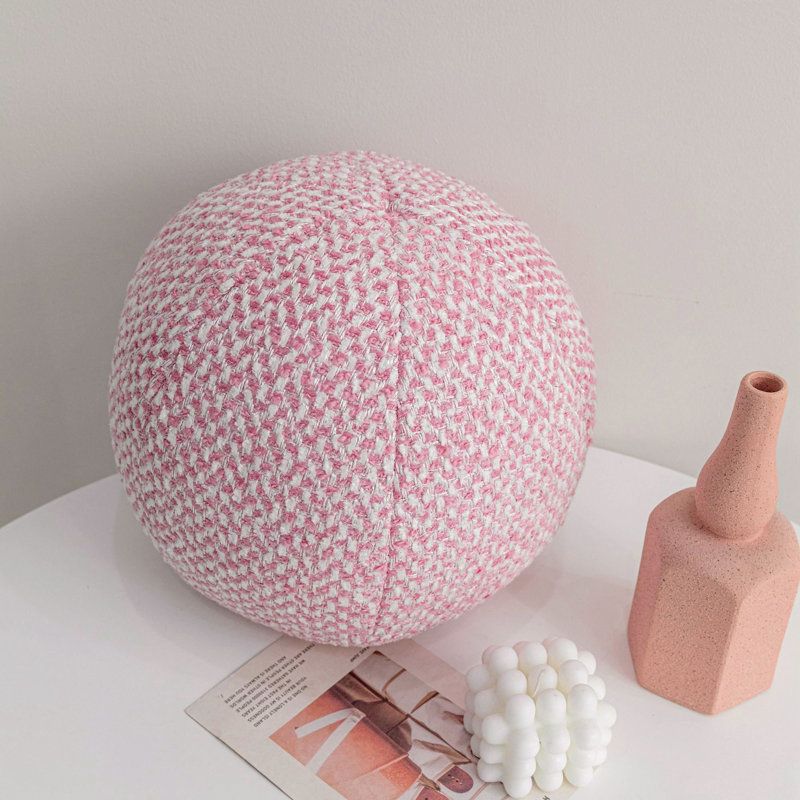 Coussin décoratif rond, Blanc rosé