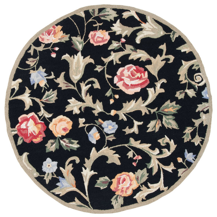 Hollander Hand-Hooked Wool Black Area Rug