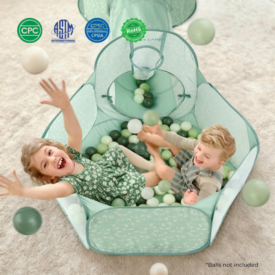 Tiny Land® Compact Adventure 3-in-1 Play Tunnel With no Balls - Green
