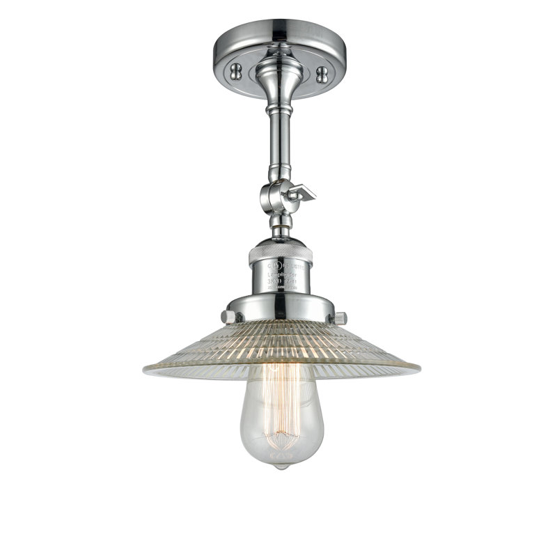 Miramontes Glass Semi Flush Mount, Polished chrome, Clear, 5.75" H x 5" W