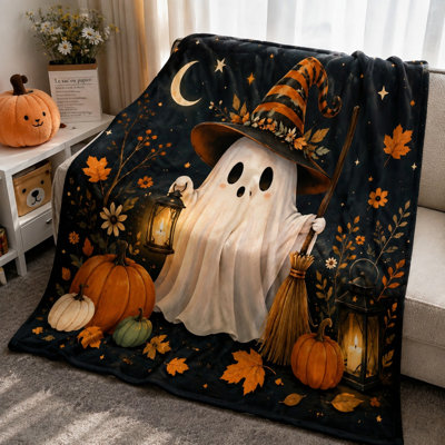 Couverture d'Halloween fantôme mignonne, douillette douillette pour canapé, canapé, chambre à coucher, décoration de salon