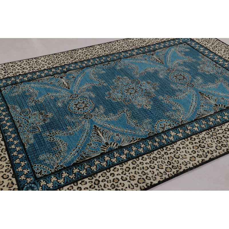 Rug & Kilim’S Modern Rug In Electric Blue And Beige